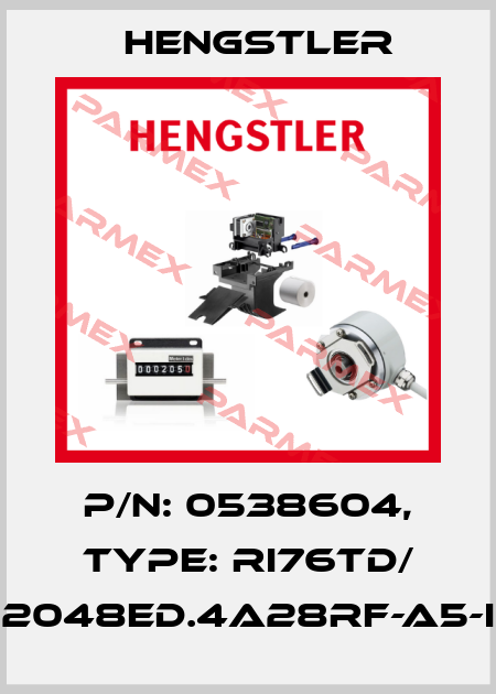 p/n: 0538604, Type: RI76TD/ 2048ED.4A28RF-A5-I Hengstler