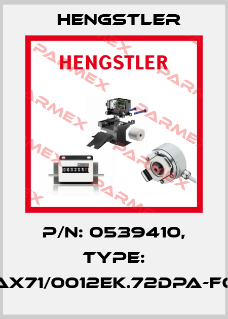 p/n: 0539410, Type: AX71/0012EK.72DPA-F0 Hengstler