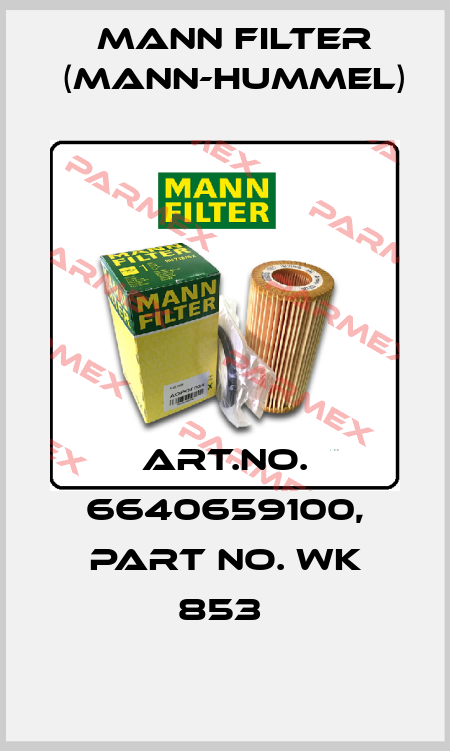 Art.No. 6640659100, Part No. WK 853  Mann Filter (Mann-Hummel)