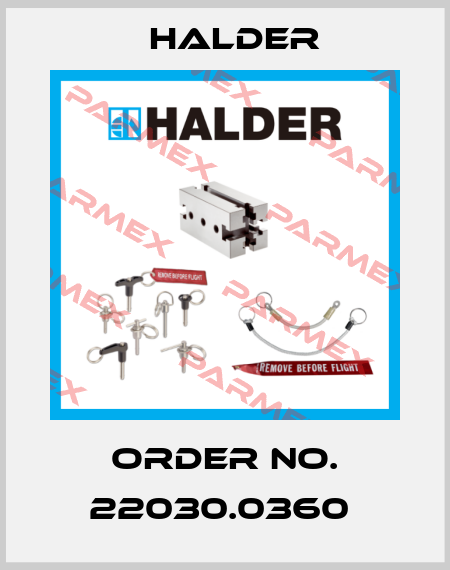 Order No. 22030.0360  Halder