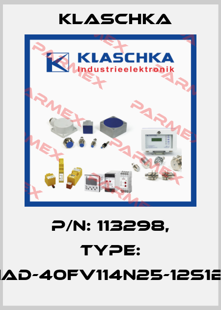 P/N: 113298, Type: IAD-40fv114n25-12S1B Klaschka