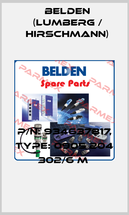 P/N: 934637817, Type: 0905 204 302/6 M  Belden (Lumberg / Hirschmann)