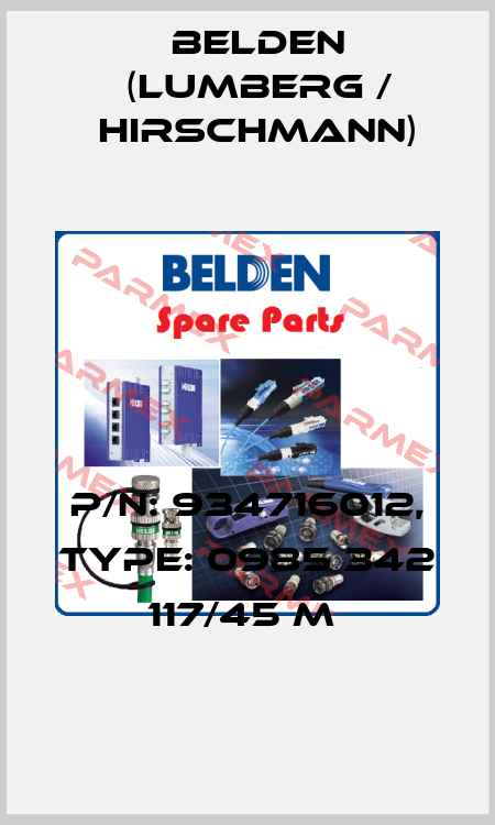P/N: 934716012, Type: 0985 342 117/45 M  Belden (Lumberg / Hirschmann)