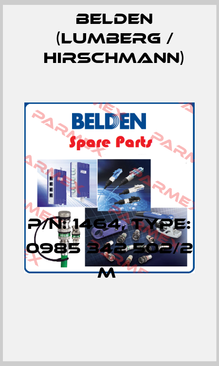 P/N: 1464, Type: 0985 342 502/2 M  Belden (Lumberg / Hirschmann)