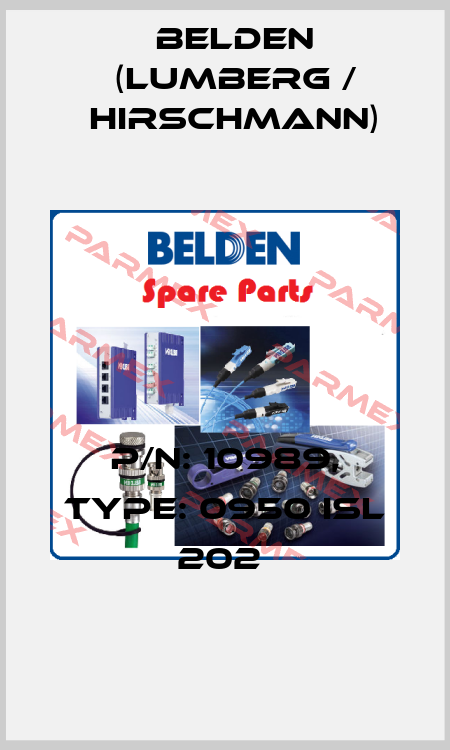 P/N: 10989, Type: 0950 ISL 202  Belden (Lumberg / Hirschmann)