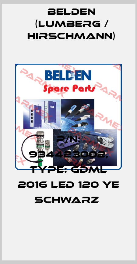 P/N: 934423002, Type: GDML 2016 LED 120 YE schwarz  Belden (Lumberg / Hirschmann)