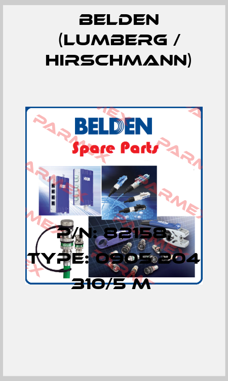 P/N: 82158, Type: 0905 204 310/5 M  Belden (Lumberg / Hirschmann)