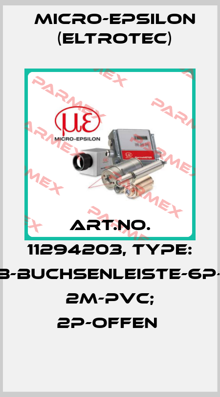 Art.No. 11294203, Type: CAB-Buchsenleiste-6P-ge; 2m-PVC; 2P-offen  Micro-Epsilon (Eltrotec)