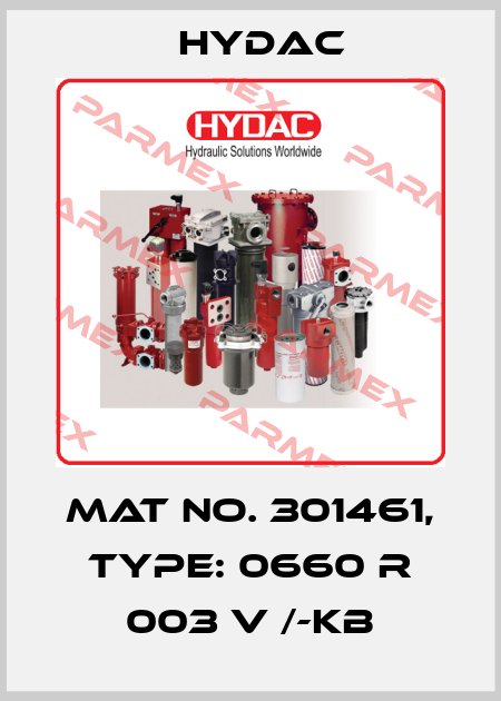 Mat No. 301461, Type: 0660 R 003 V /-KB Hydac