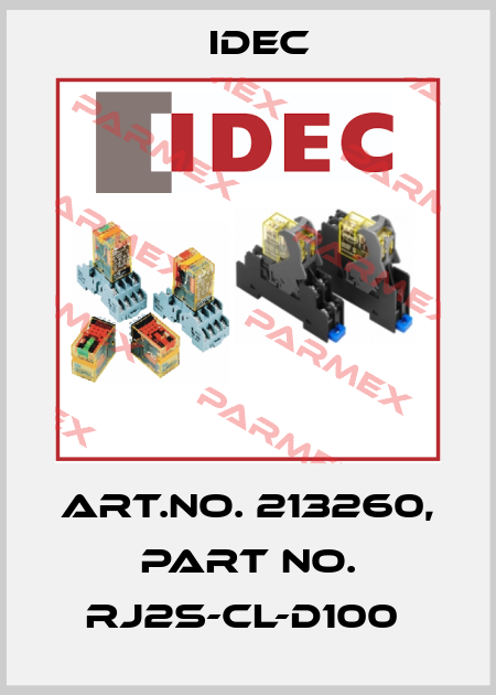 Art.No. 213260, Part No. RJ2S-CL-D100  Idec