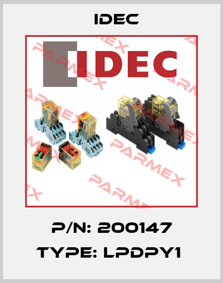 P/N: 200147 Type: LPDPY1  Idec