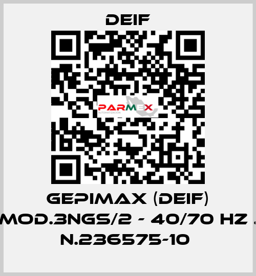 GEPIMAX (DEIF) MOD.3NGS/2 - 40/70 HZ . N.236575-10  Deif