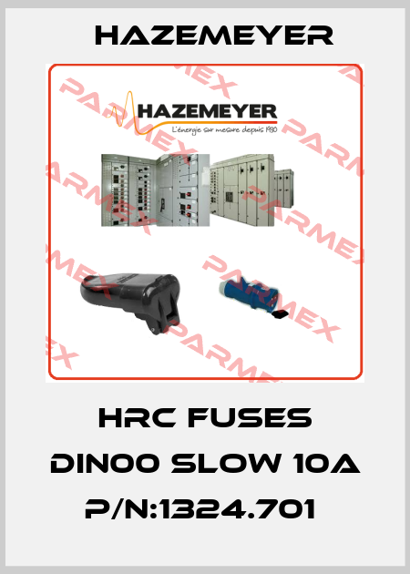 HRC FUSES DIN00 SLOW 10A P/N:1324.701  Hazemeyer