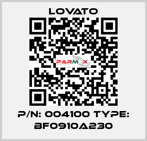 P/N: 004100 Type: BF0910A230 Lovato