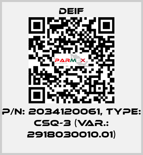 P/N: 2034120061, Type: CSQ-3 (Var.: 2918030010.01) Deif