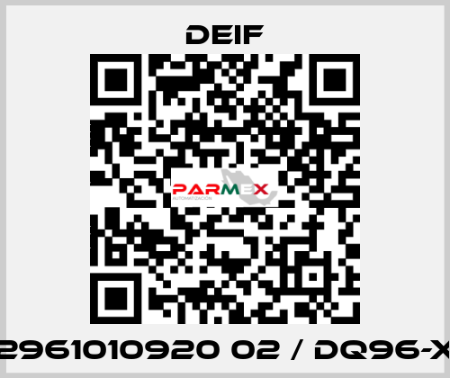 2961010920 02 / DQ96-x Deif