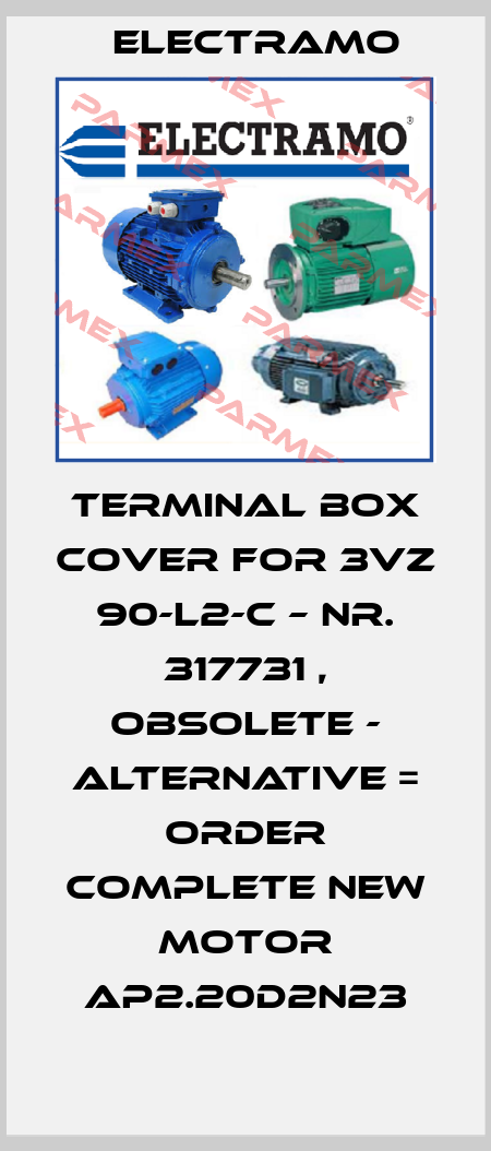 Terminal box cover for 3VZ 90-L2-C – Nr. 317731 , obsolete - alternative = order complete new motor AP2.20D2N23 Electramo