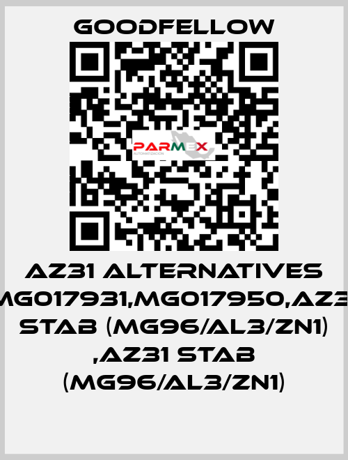 AZ31 alternatives MG017931,MG017950,AZ31 Stab (Mg96/Al3/Zn1) ,AZ31 Stab (Mg96/Al3/Zn1) Goodfellow