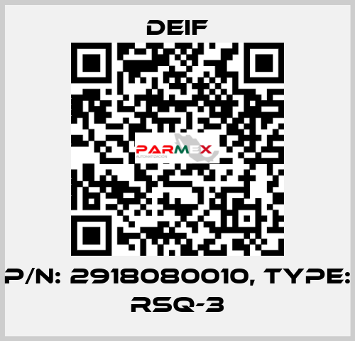 P/N: 2918080010, Type: RSQ-3 Deif