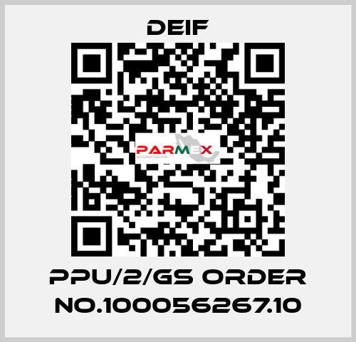 PPU/2/Gs ORDER No.100056267.10 Deif
