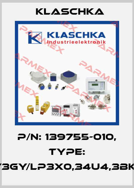 P/N: 139755-010, Type: JSM12V3gy/LP3x0,34u4,3BK/SM12S Klaschka