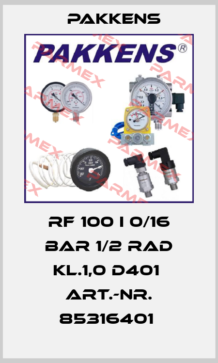 RF 100 I 0/16 BAR 1/2 RAD KL.1,0 D401  ART.-NR. 85316401  Pakkens