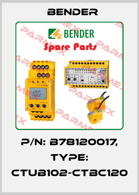 p/n: B78120017, Type: CTUB102-CTBC120 Bender