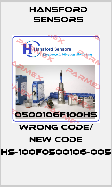 0500106F100HS wrong code/ new code HS-100F0500106-005 Hansford Sensors