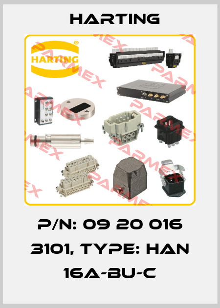 p/n: 09 20 016 3101, Type: Han 16A-BU-C Harting