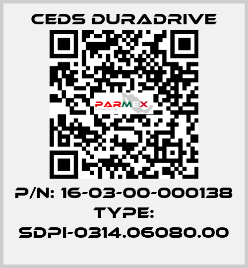 p/n: 16-03-00-000138 type: SDPI-0314.06080.00 Ceds Duradrive