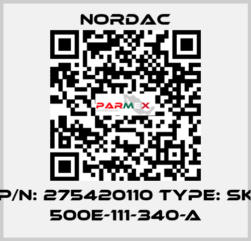 P/N: 275420110 Type: SK 500E-111-340-A NORDAC