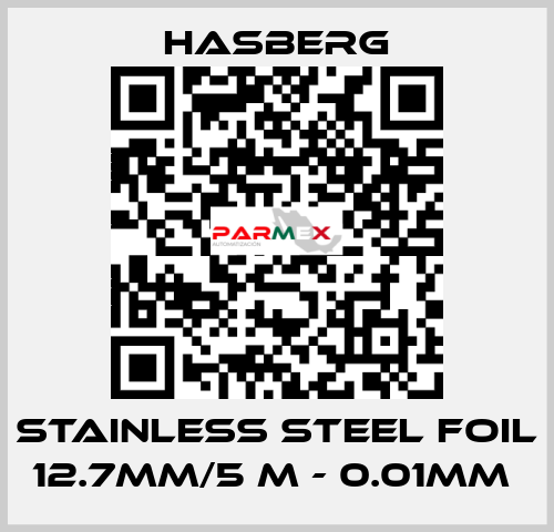 stainless steel foil 12.7mm/5 m - 0.01mm  Hasberg