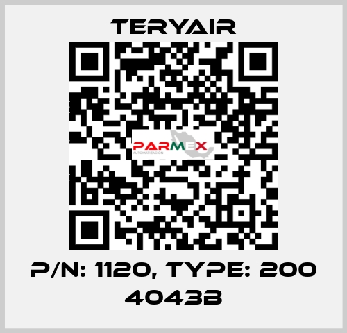 P/N: 1120, Type: 200 4043B TERYAIR