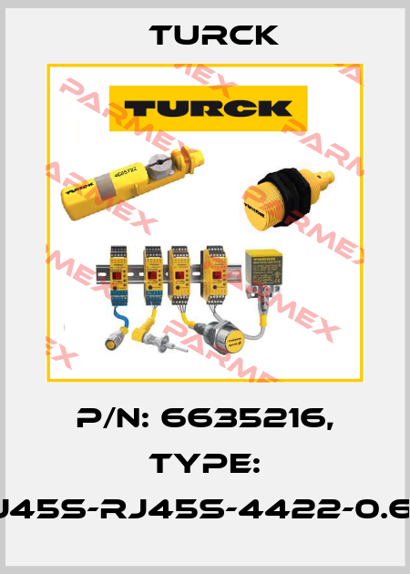 p/n: 6635216, Type: RJ45S-RJ45S-4422-0.6M Turck