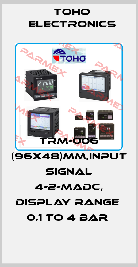 TRM-006 (96X48)MM,INPUT SIGNAL 4-2-MADC, DISPLAY RANGE           0.1 TO 4 BAR  Toho Electronics