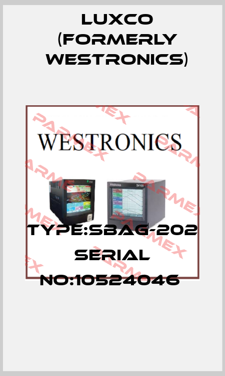 TYPE:SBAG-202 SERIAL NO:10524046  Luxco (formerly Westronics)