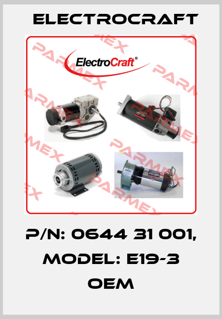 p/n: 0644 31 001, model: E19-3 OEM ElectroCraft
