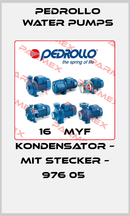 16    MYF KONDENSATOR – MIT STECKER – 976 05  Pedrollo Water Pumps