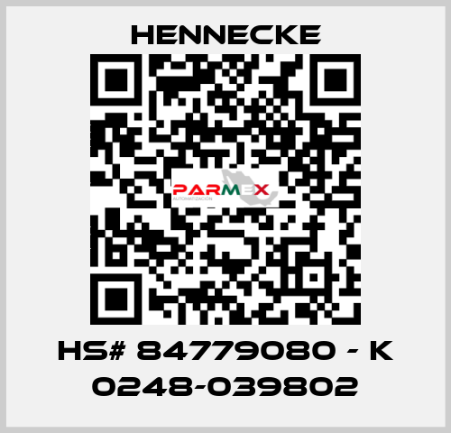 HS# 84779080 - K 0248-039802 Hennecke