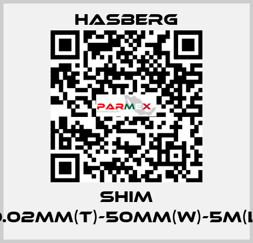 SHIM 0.02MM(T)-50MM(W)-5M(L) Hasberg