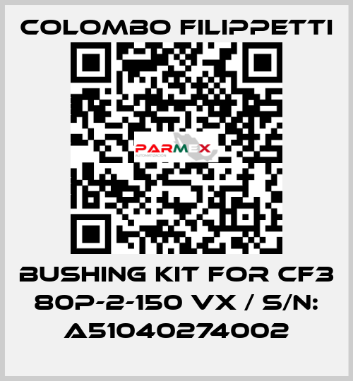 BUSHING KIT FOR CF3 80P-2-150 VX / S/N: A51040274002 Colombo Filippetti