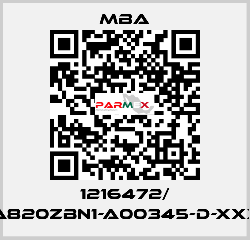 1216472/ MBA820ZBN1-A00345-D-XXXXX MBA