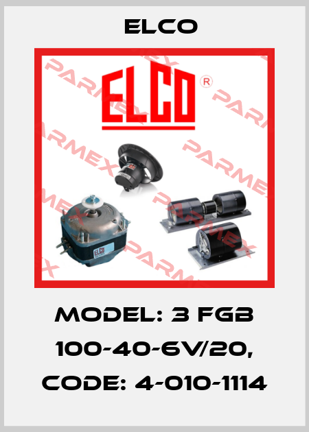 Model: 3 FGB 100-40-6V/20, Code: 4-010-1114 Elco