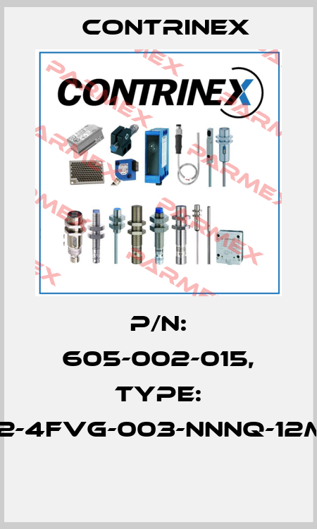 P/N: 605-002-015, Type: S12-4FVG-003-NNNQ-12MG  Contrinex