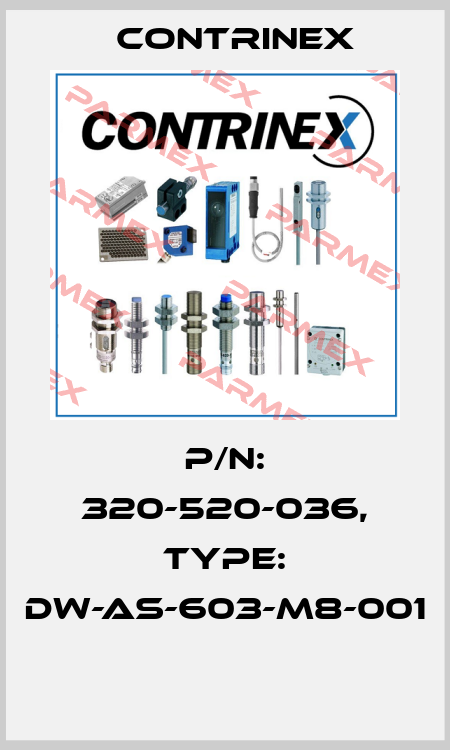 P/N: 320-520-036, Type: DW-AS-603-M8-001  Contrinex