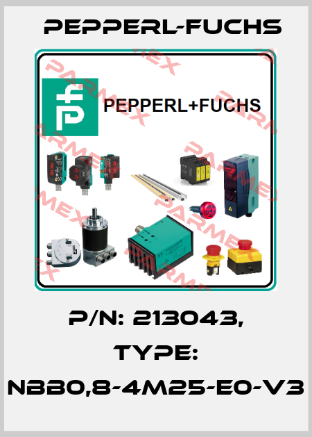 p/n: 213043, Type: NBB0,8-4M25-E0-V3 Pepperl-Fuchs