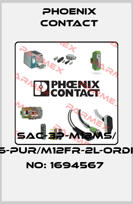 SAC-3P-M12MS/ 0,6-PUR/M12FR-2L-ORDER NO: 1694567  Phoenix Contact