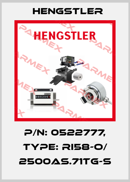 p/n: 0522777, Type: RI58-O/ 2500AS.71TG-S Hengstler