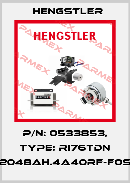 p/n: 0533853, Type: RI76TDN 2048AH.4A40RF-F0S Hengstler
