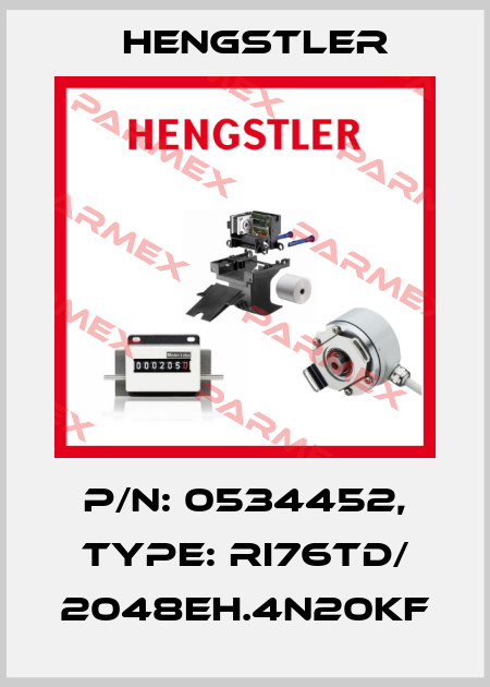 p/n: 0534452, Type: RI76TD/ 2048EH.4N20KF Hengstler